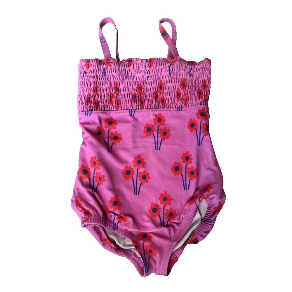 Hanna Andersson Girls Pink Floral Poppy Toddler One Piece Bathing Suit Sz 3T